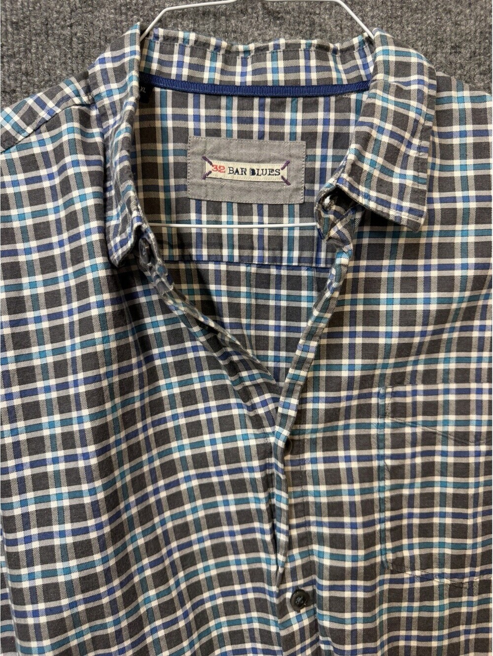 32 Bar Blues Men's XXL Gingham Check Button Down Shirt